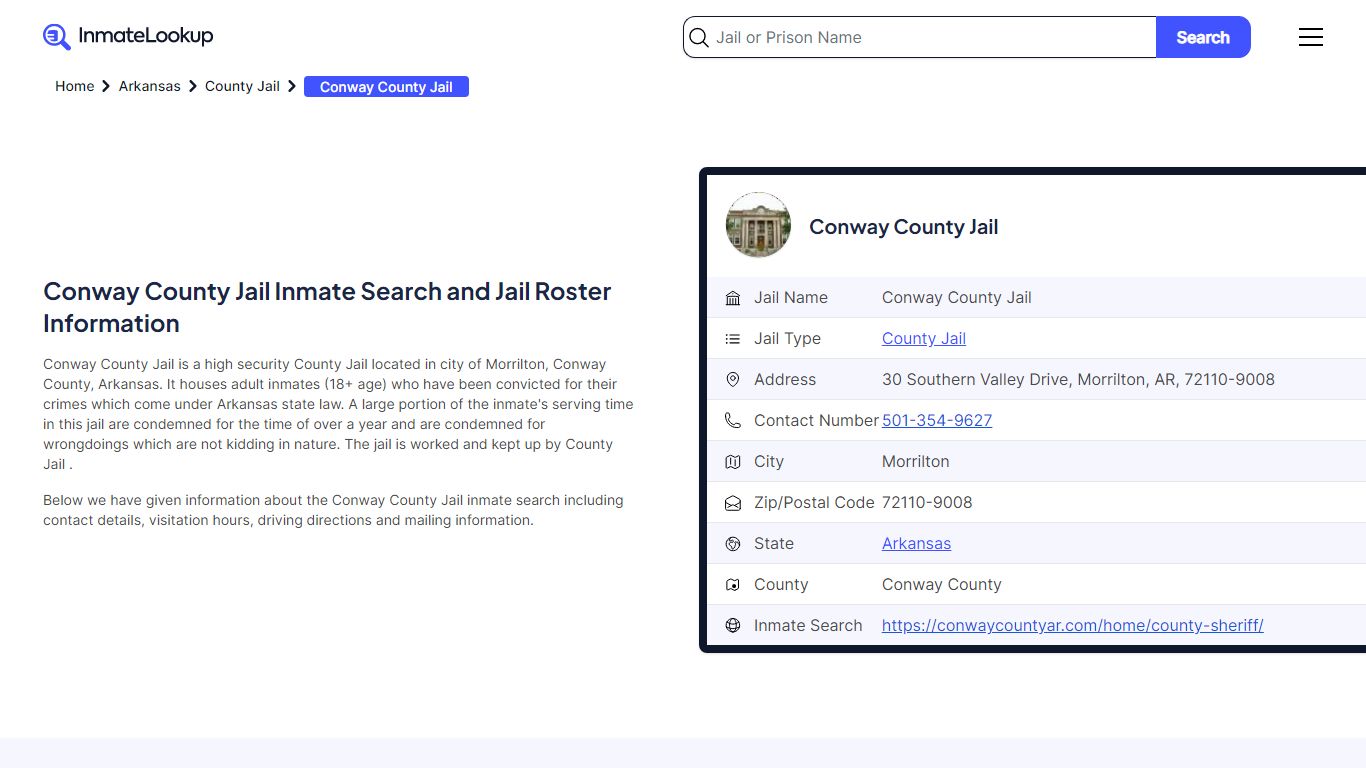 Conway County Jail Inmate Search and Jail Roster Information